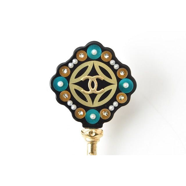 Chanel Brooch Key Motif With Faux Pearl Rhinestones C17 — view 4