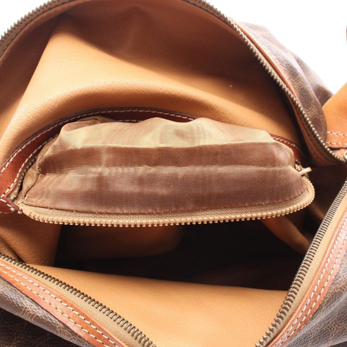 Celine Shoulder Bag Macadam Dark Brown Canvas Leather — view 5