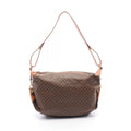 Celine Shoulder Bag Macadam Dark Brown Canvas Leather