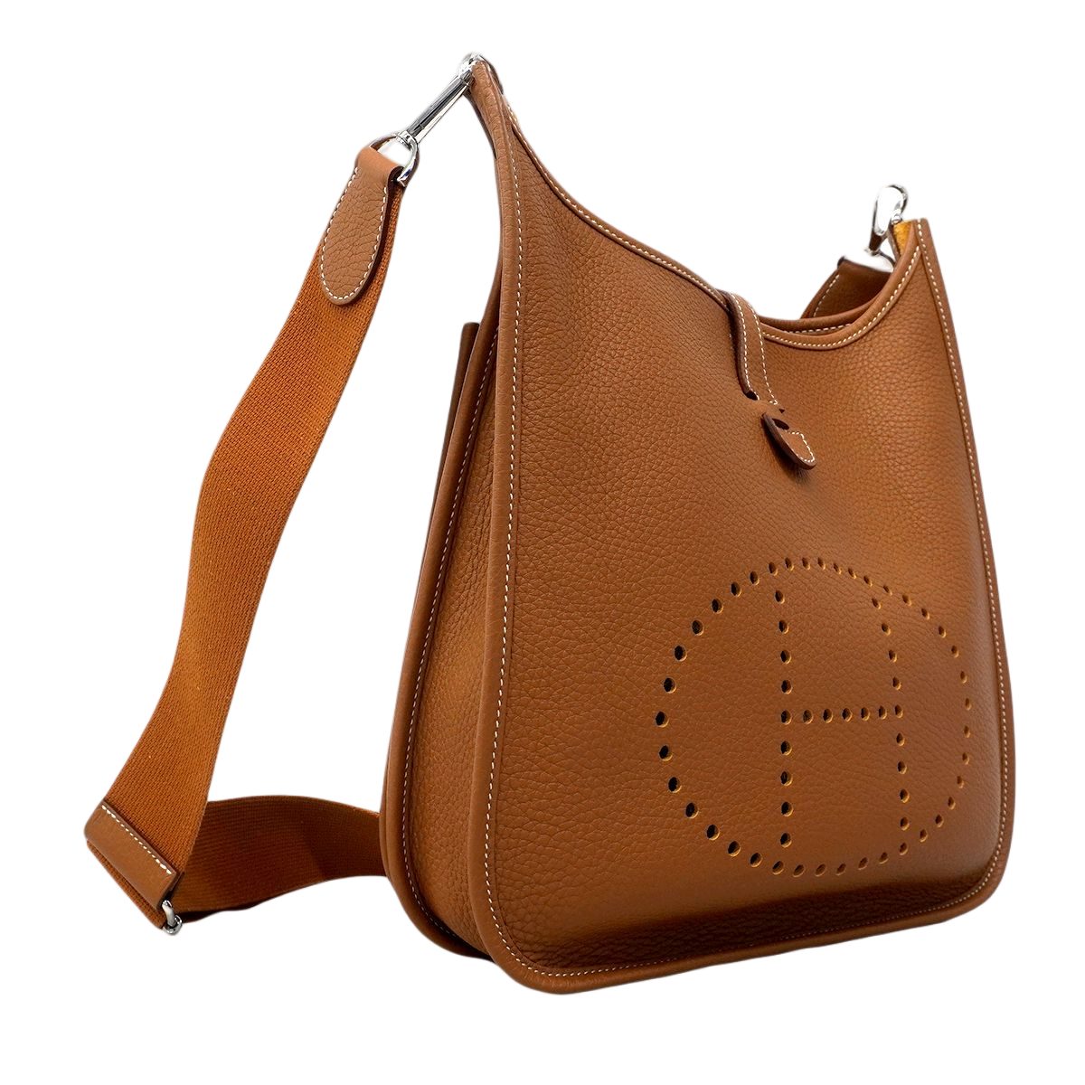 Hermes Shoulder Bag Evelyne Taurillon Clemence Gold Silver — view 2
