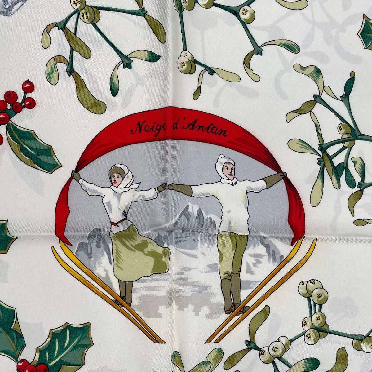 Hermes Scarf Silk Carre 90 Neige D'antan Last Year's Snow Navy — view 6