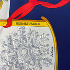 Hermes Scarf Silk Carre 90 Neige D'antan Last Year's Snow Navy — view 7