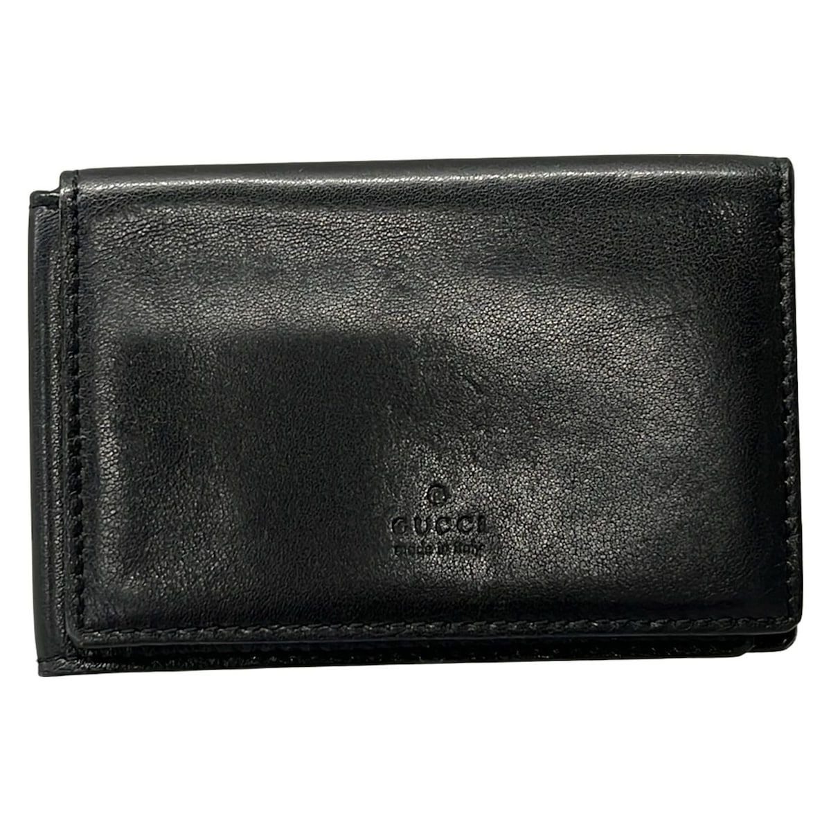 Gucci Business Card Holder Black Leather