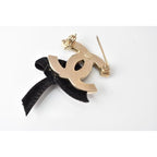 Chanel Brooch Pin Ribbon Motif Gold Black — view 4
