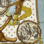 Hermes Carre 90 Napoleon Blue Multicolor Silk 100% Scarf