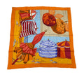 Hermes Carre 90 Des Plages The Charm Of The Normandy Coast Orange Silk 100%