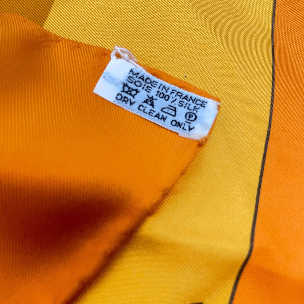 Hermes Carre 90 Des Plages The Charm Of The Normandy Coast Orange Silk 100%