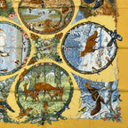 Hermes Carre 90 Les Quatre Saisons Four Seasons Silk Scarf Yellow