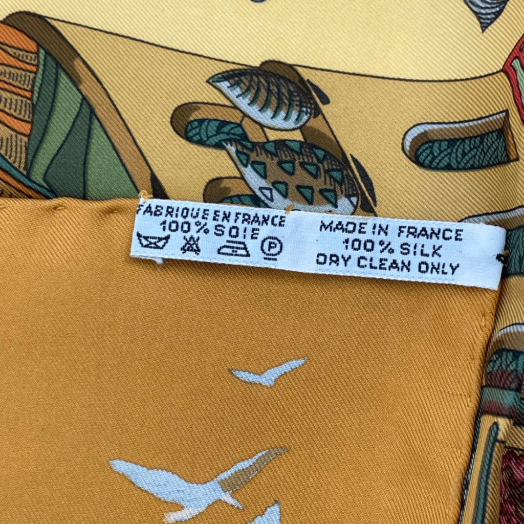 Hermes Carre 90 L Atlantide Atlantis Silk Scarf Orange