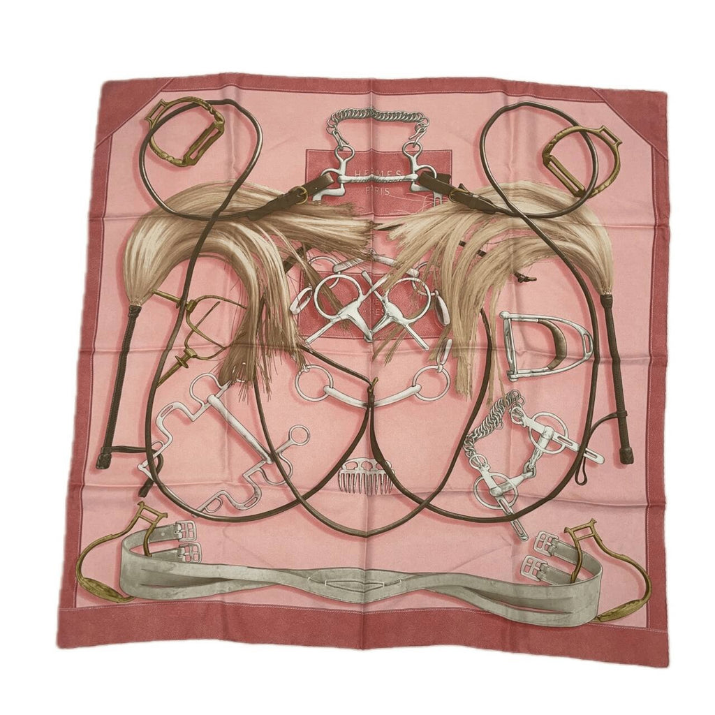 Hermes Carre 90 Projets Carres Planning Power Pink Silk 100% Scarf