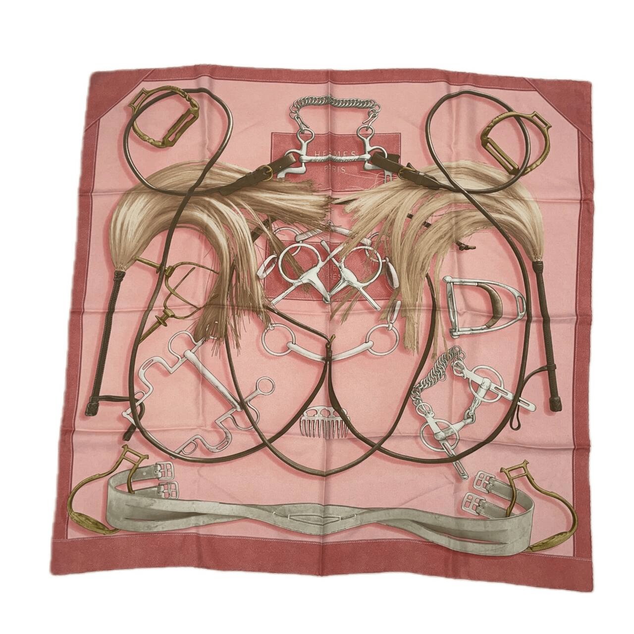 Hermes Carre 90 Projets Carres Planning Power Pink Silk 100% Scarf
