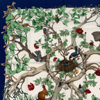 Hermes Carre 90 Silk Coeur Des Bois In The Forest Scarf Navy