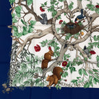 Hermes Carre 90 Silk Coeur Des Bois In The Forest Scarf Navy