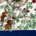 Hermes Carre 90 Silk Coeur Des Bois In The Forest Scarf Navy