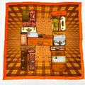 Hermes Silk Scarf En Voyage Traveling Bag Pattern Orange