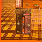 Hermes Silk Scarf En Voyage Traveling Bag Pattern Orange