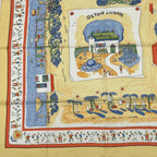 Hermes Carre 90 RE Tour A la Terre Return Yellow Silk 100% Scarf