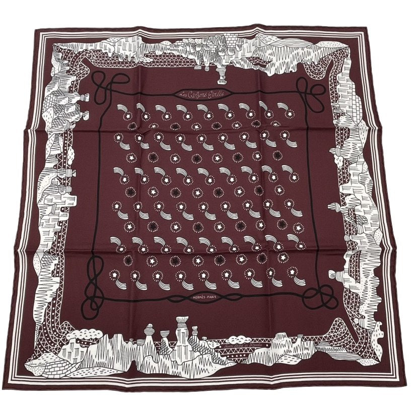 Hermes Scarf Les Canyons Etoiles From The To The Stars Silk Bordeaux