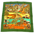 Hermes Carre 90 Nuba Mountain Scarf Silk 100% Green