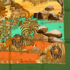 Hermes Carre 90 Nuba Mountain Scarf Silk 100% Green