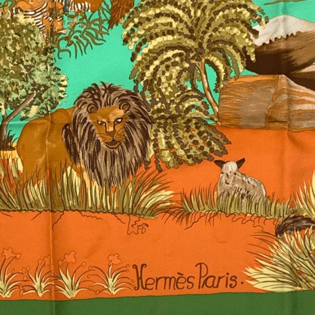 Hermes Carre 90 Nuba Mountain Scarf Silk 100% Green