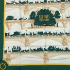 Hermes Carre 90 Les Ponts de Paris Bridges Of Scarf Green