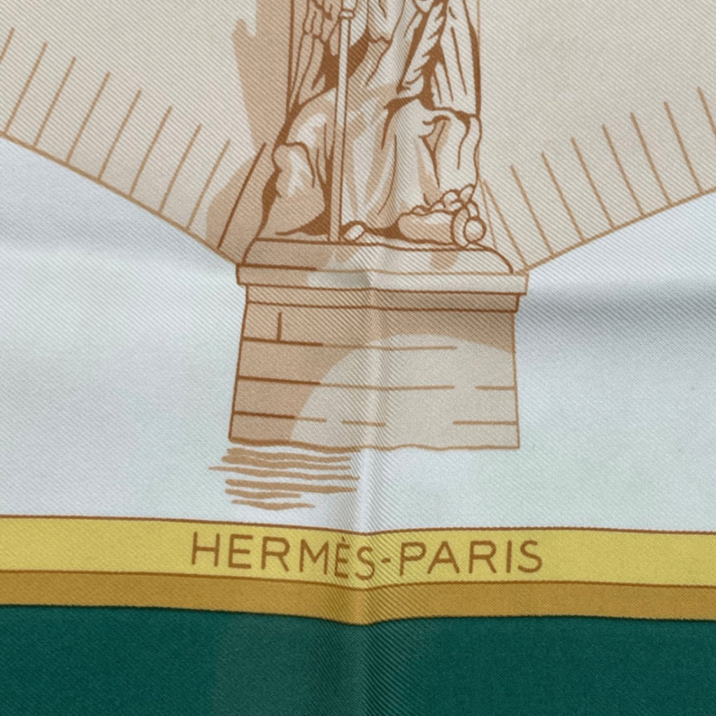 Hermes Carre 90 Les Ponts de Paris Bridges Of Scarf Green