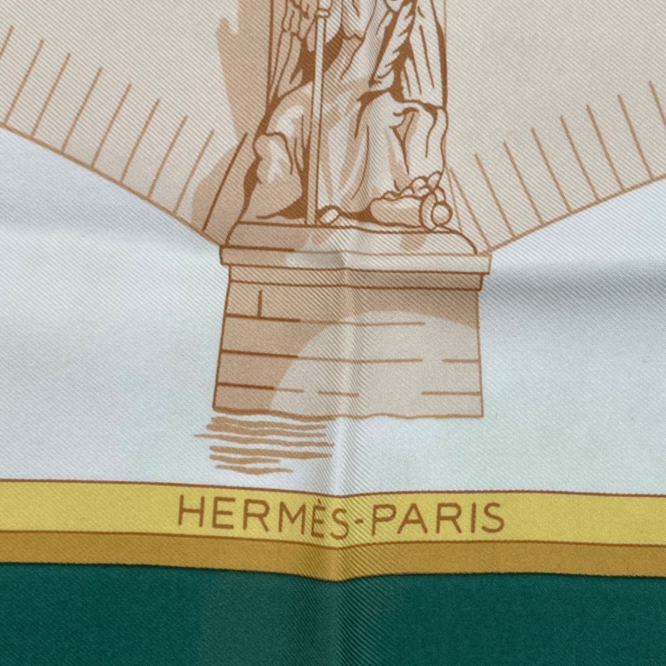 Hermes Carre 90 Les Ponts de Paris Bridges Of Scarf Green