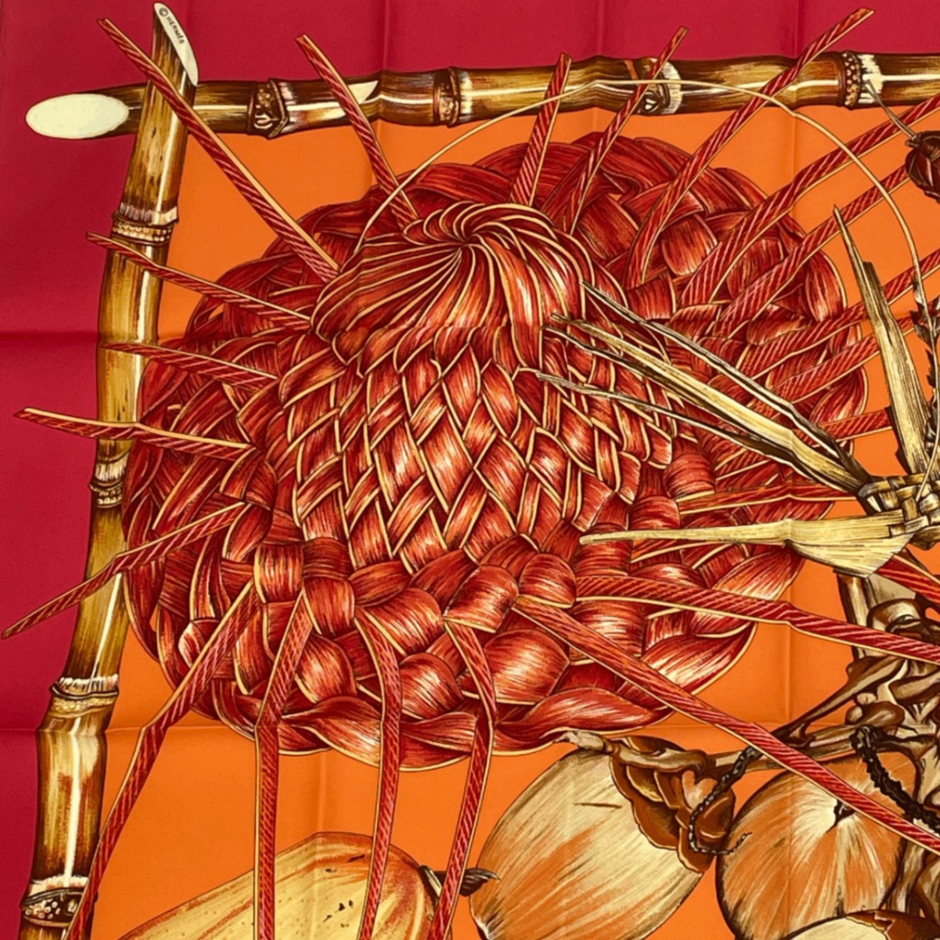 Hermes Carre 90 Jardin Creole Cles Or's Paradise Silk Scarf