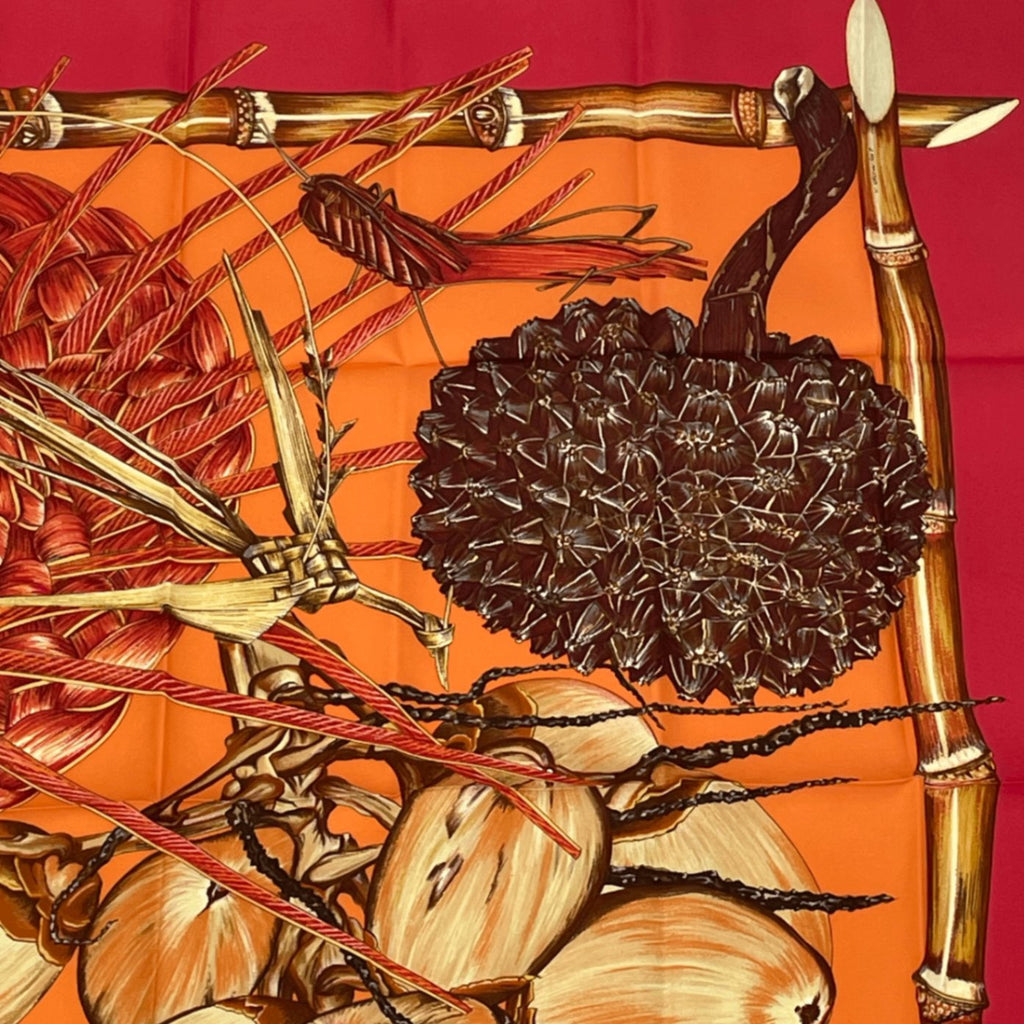 Hermes Carre 90 Jardin Creole Cles Or's Paradise Silk Scarf