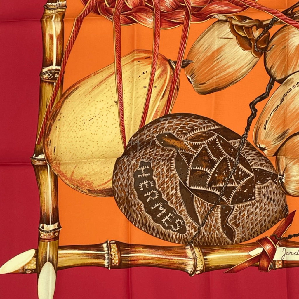 Hermes Carre 90 Jardin Creole Cles Or's Paradise Silk Scarf