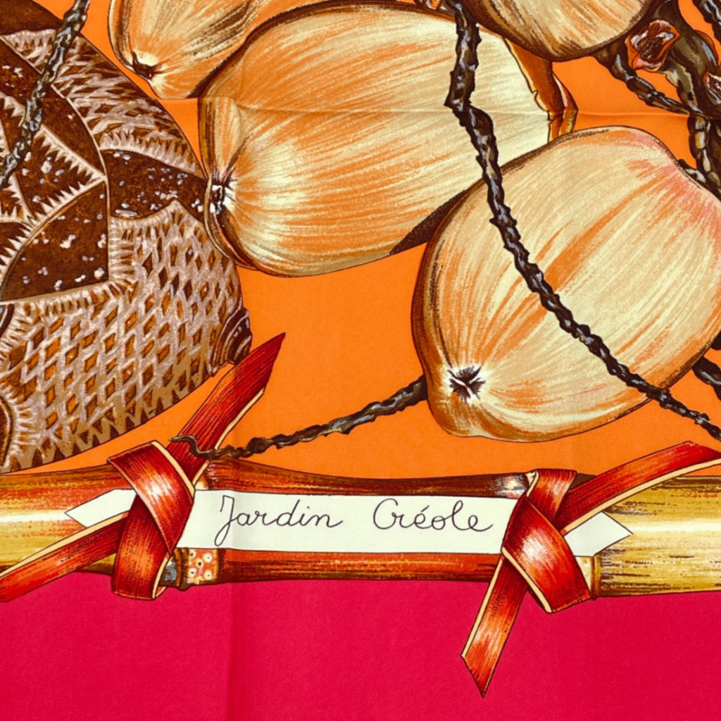 Hermes Carre 90 Jardin Creole Cles Or's Paradise Silk Scarf