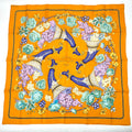 Hermes Carre 90 Scarf Silk Matsuzakaya Limited Grape Flower Orange