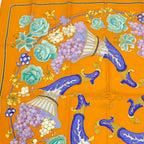 Hermes Carre 90 Scarf Silk Matsuzakaya Limited Grape Flower Orange