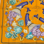 Hermes Carre 90 Scarf Silk Matsuzakaya Limited Grape Flower Orange