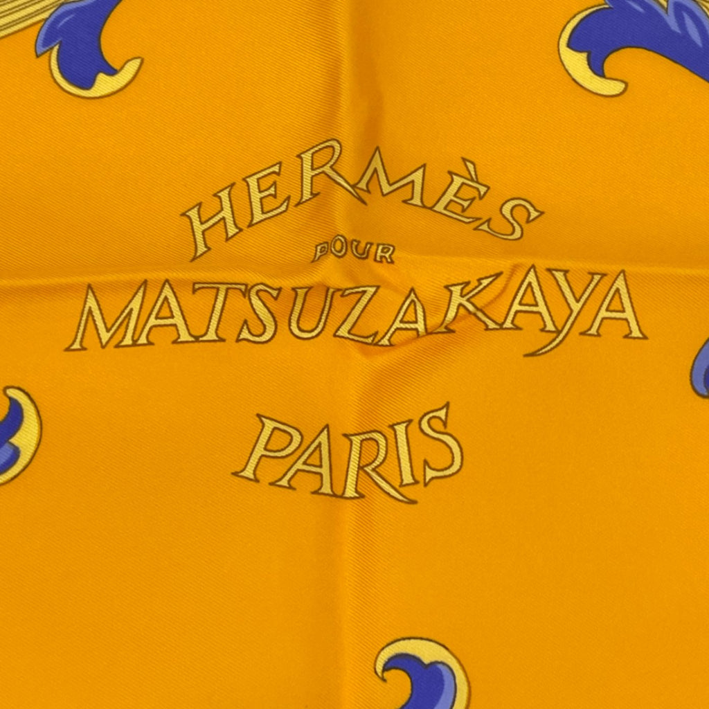Hermes Carre 90 Scarf Silk Matsuzakaya Limited Grape Flower Orange
