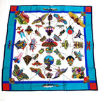 Hermes Carre 90 Soies Volantes Silk Scarf 100% Multicolor