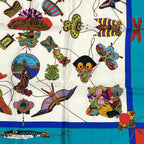 Hermes Carre 90 Soies Volantes Silk Scarf 100% Multicolor