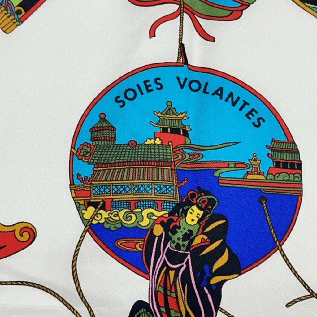 Hermes Carre 90 Soies Volantes Silk Scarf 100% Multicolor