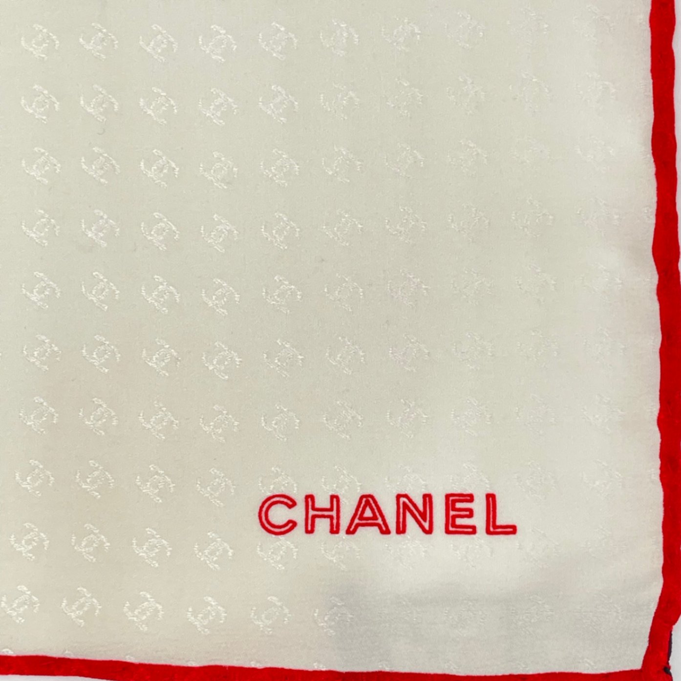 Chanel CC Logo Scarf Silk Beige