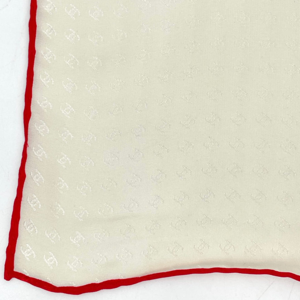 Chanel CC Logo Scarf Silk Beige