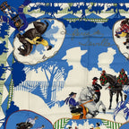 Hermes Scarf Carre 90 Feria de Sevilla Holidays In Seville Silk 100% Blue