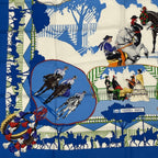 Hermes Scarf Carre 90 Feria de Sevilla Holidays In Seville Silk 100% Blue