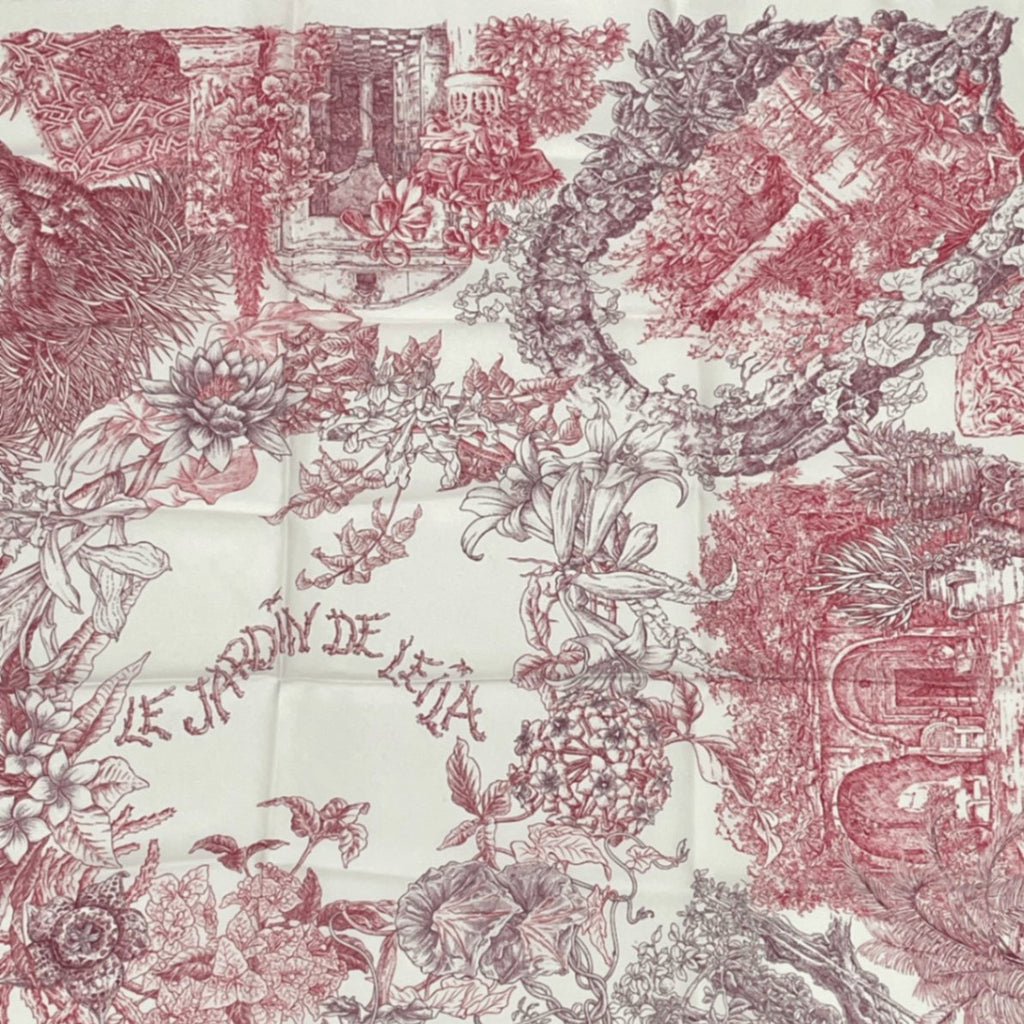 Hermes Carre 90 Silk Scarf le Jardin de Leila's Garden White