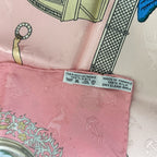 Hermes Carre 90 le Geographe Geographer Silk 100% Pink Scarf