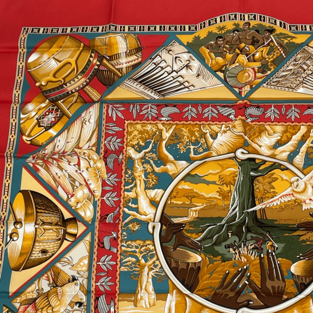 Hermes Scarf Carre 90 Au Son du Tam Silk
