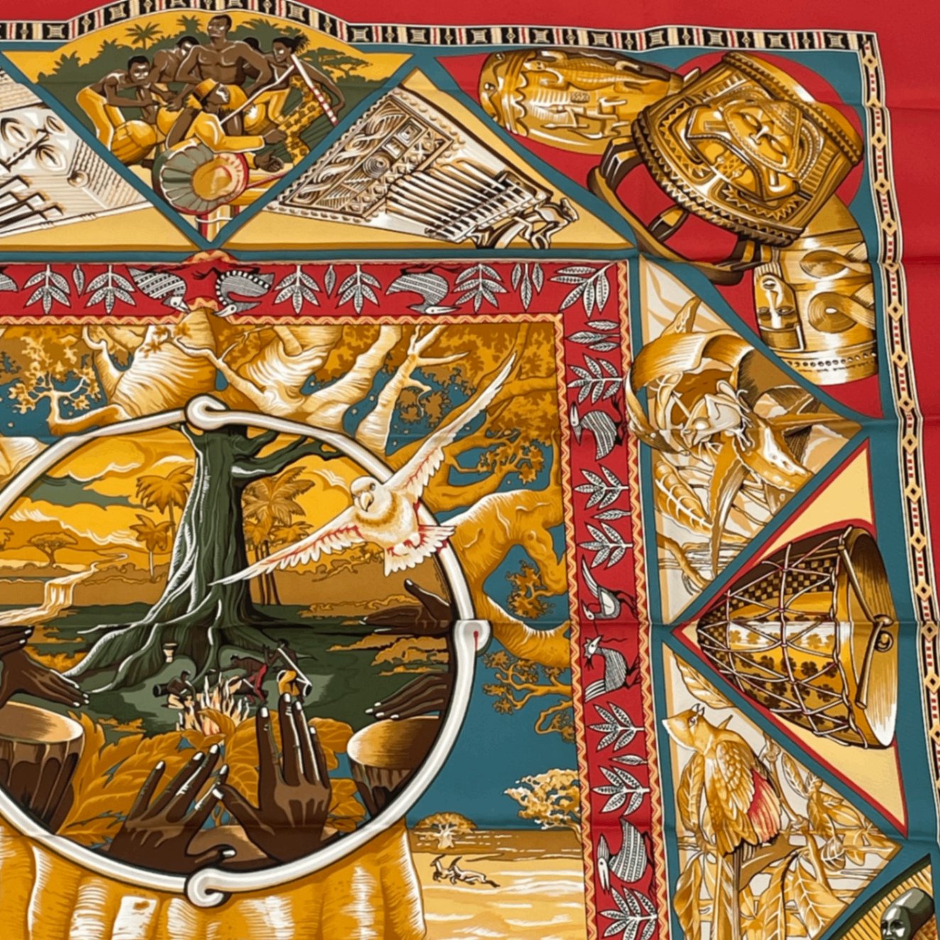 Hermes Scarf Carre 90 Au Son du Tam Silk