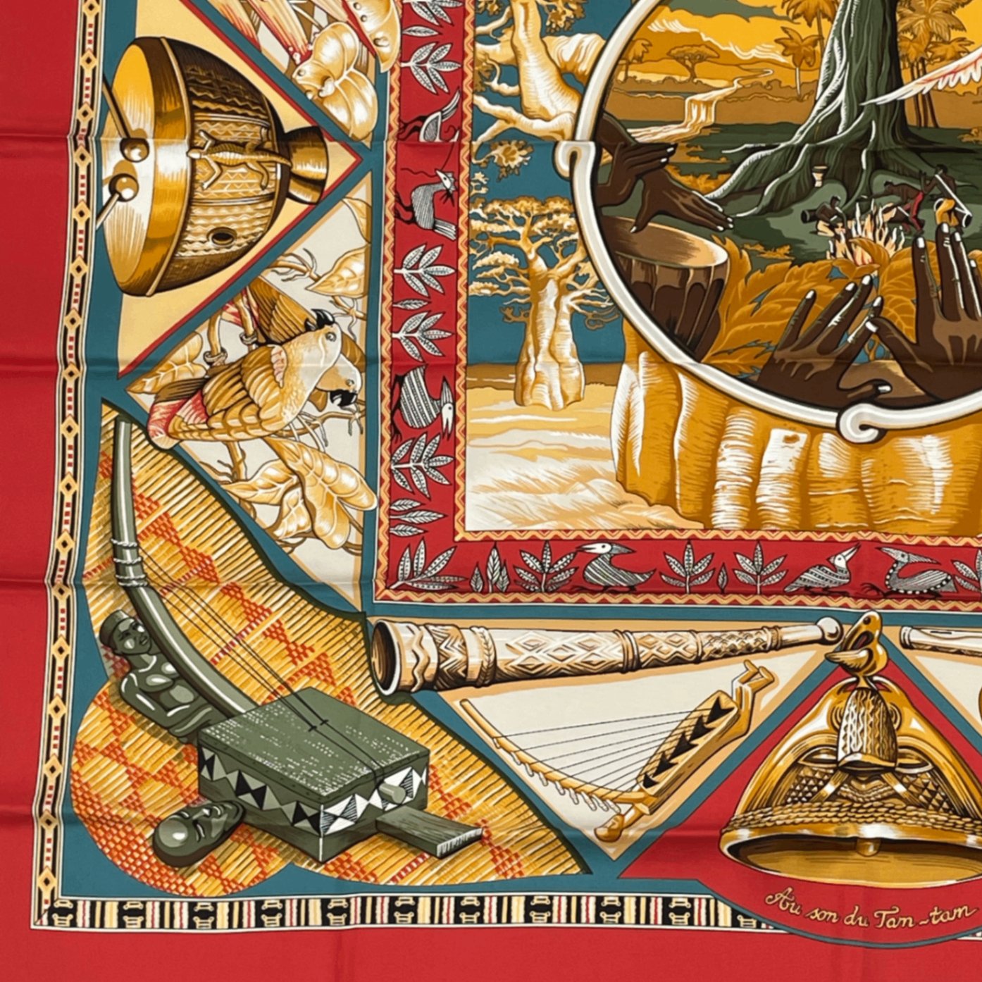 Hermes Scarf Carre 90 Au Son du Tam Silk