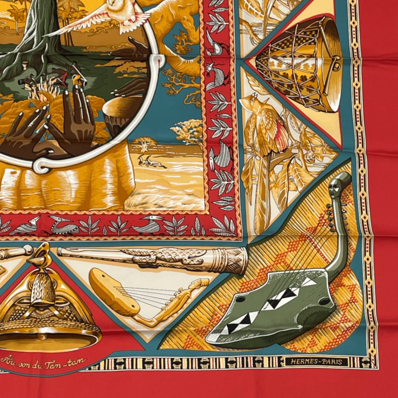 Hermes Scarf Carre 90 Au Son du Tam Silk