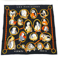 Hermes Carre 90 Scarf Silk Les Parisiens Black Gold